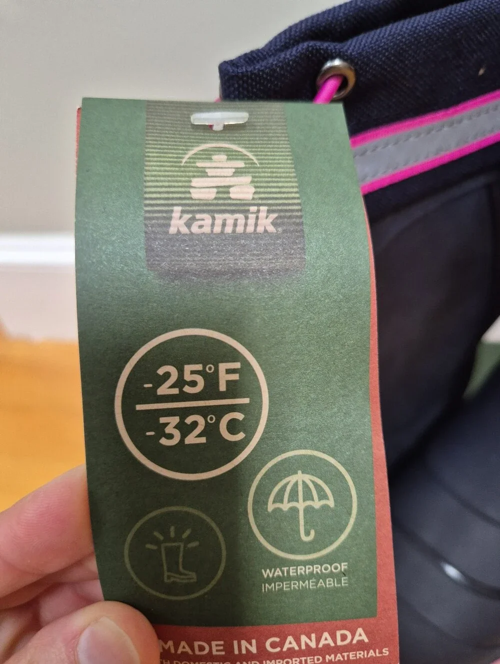 Kamik Kids Snobuster 3 Winter Snow Boots Navy Magenta Size 4 Yth NIB